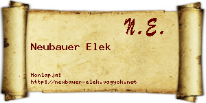 Neubauer Elek névjegykártya